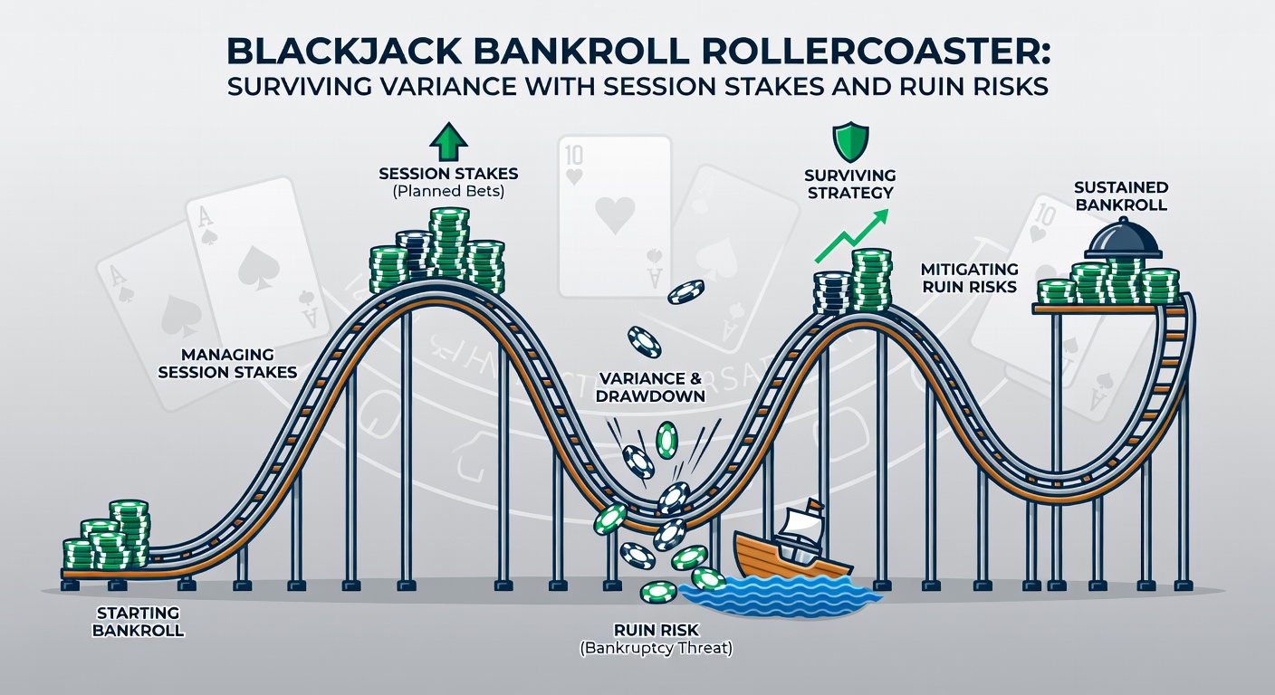 Diagramm zur Berechnung von Ruinrisiken bei variierenden Bankrolls und Einsätzen im Blackjack