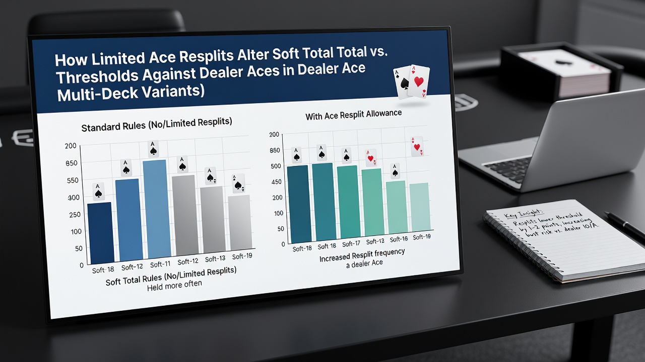 Detailed chart of soft total adjustments versus dealer ace in limited resplit multi-deck blackjack