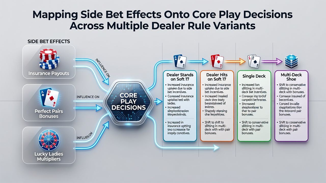 Visualisierung der Kartenzählung und Side-Bet-Anpassungen in Blackjack-Shoes