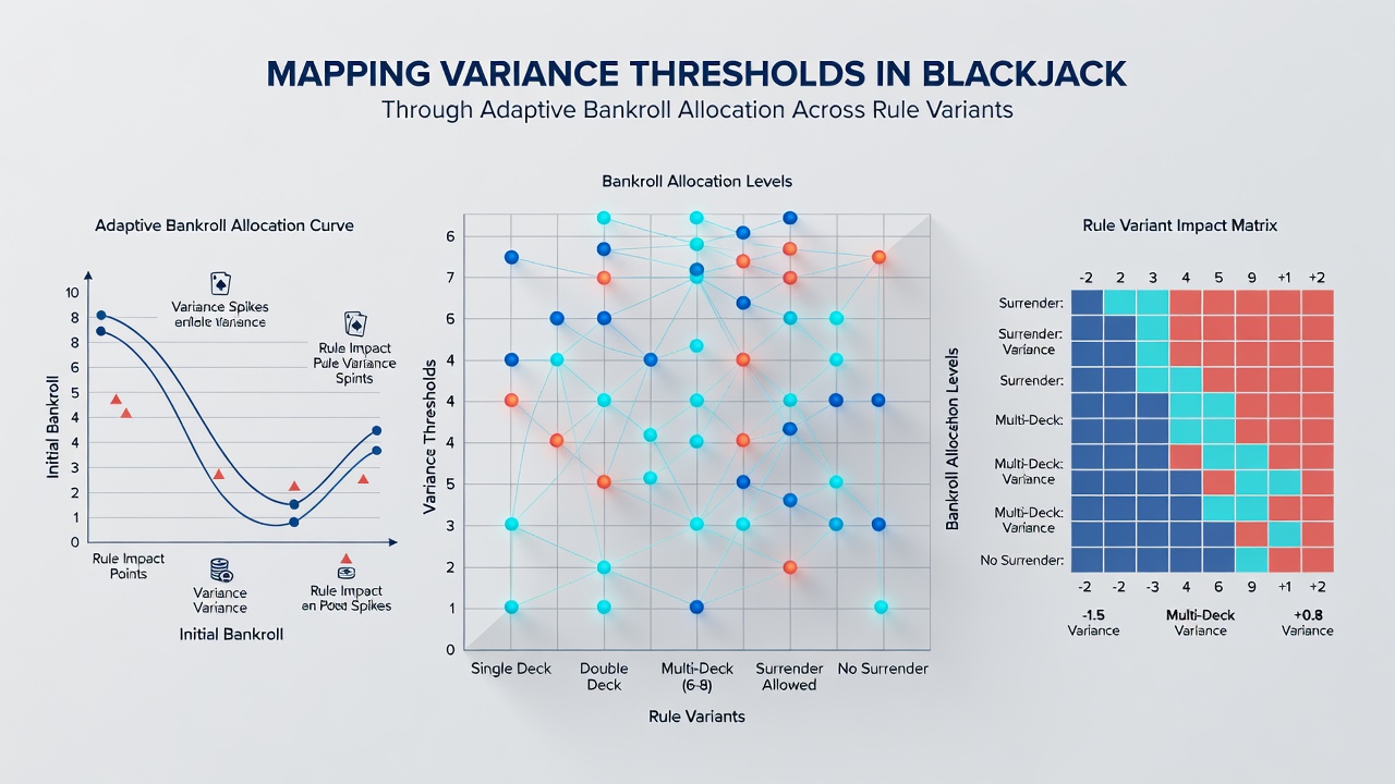 Diagramme zur Varianzanalyse und Bankroll-Allokation in Blackjack