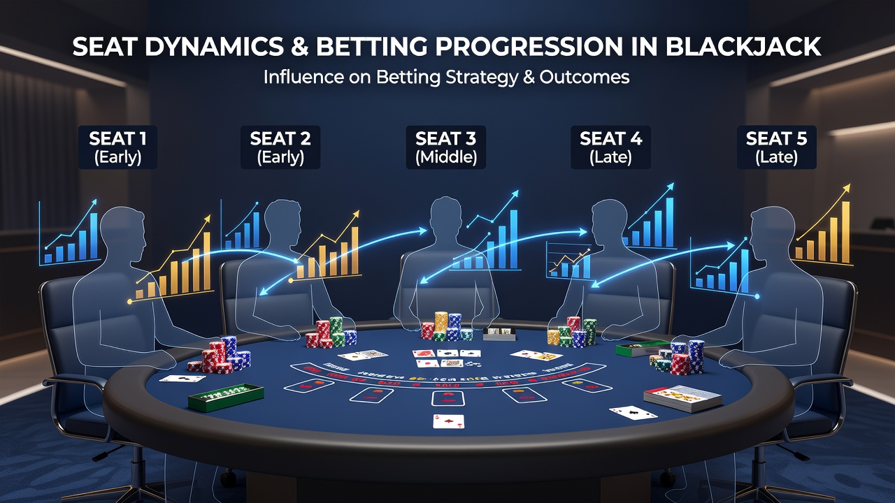Illustration der Wettanpassungen basierend auf Tischposition und Kartenfluss im Blackjack