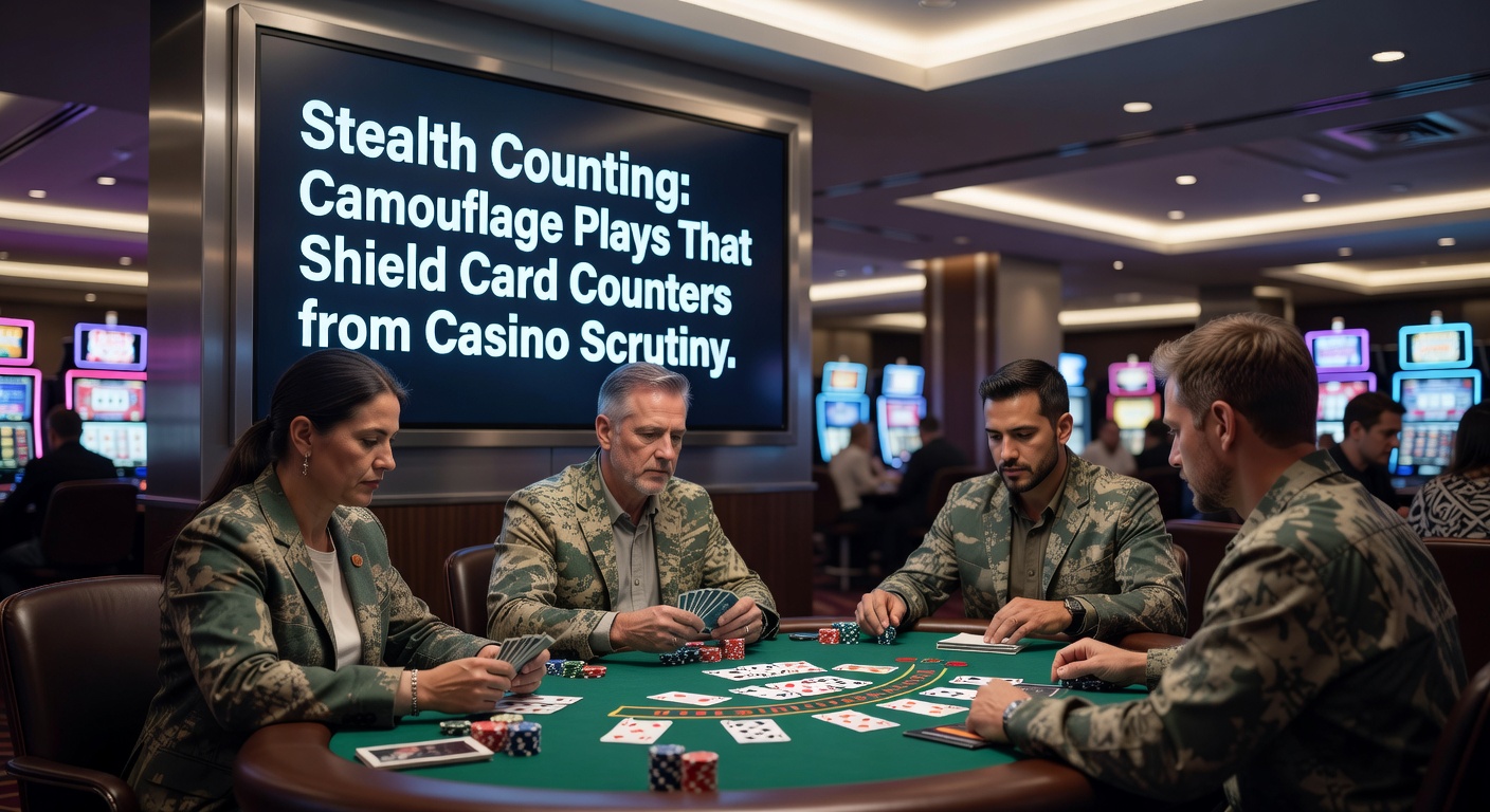 Ein Kartenspieler am Blackjack-Tisch, der unauffällig zählt, während das Casino zuschaut