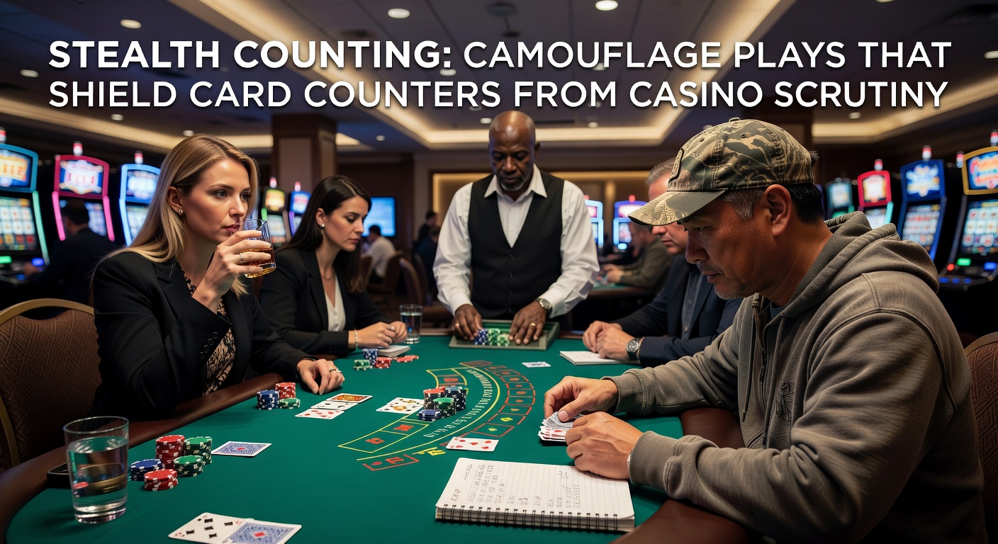 Casino-Überwachungskameras und Pit Bosses, die Spieler beobachten, während ein Zähler getarnt spielt